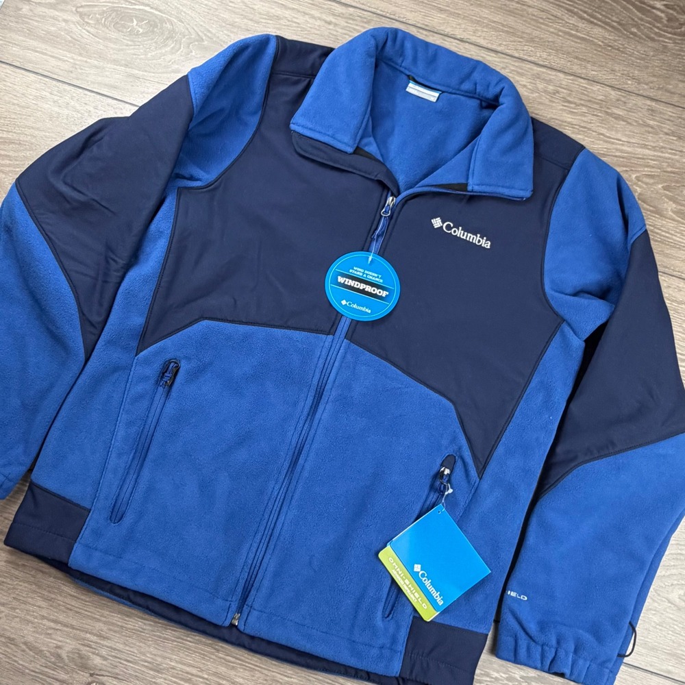 Columbia Mens Fleece Jacket Ballistic III Windproof Omni-Shield Blue Medium